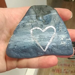 Handmade River Rock Stone Art Heart Hand-painted Art